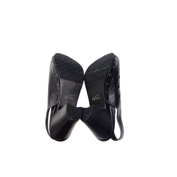 DANSKO Rowena Black Leather Cut-out Heeled Sandal Womens 6.5-7 (37) Open Toe - Picture 8 of 13